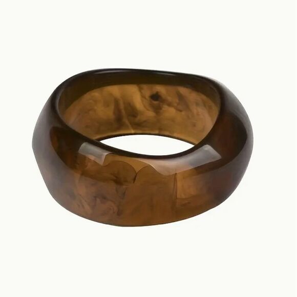 Chic Marbled Brown Resin Bangle - Picture 1 of 1
